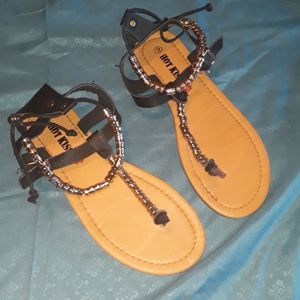 Hot Kiss Beaded Anklet Sandals 9